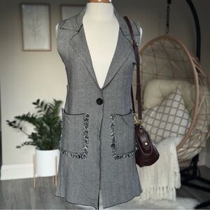 Sioni Black and White Herringbone Vest
